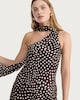 image 1 of F&F Polka Dot One-Shoulder Dress in Chocolate