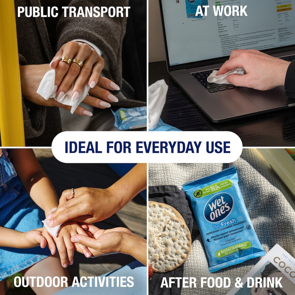 image 1 of Wet Ones Be Fresh 12 Antibacterial & Biodegradable Wipes