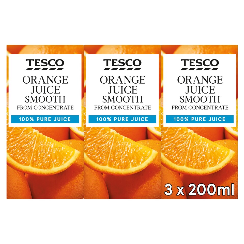 Tesco Smooth Orange Juice 3X200ml