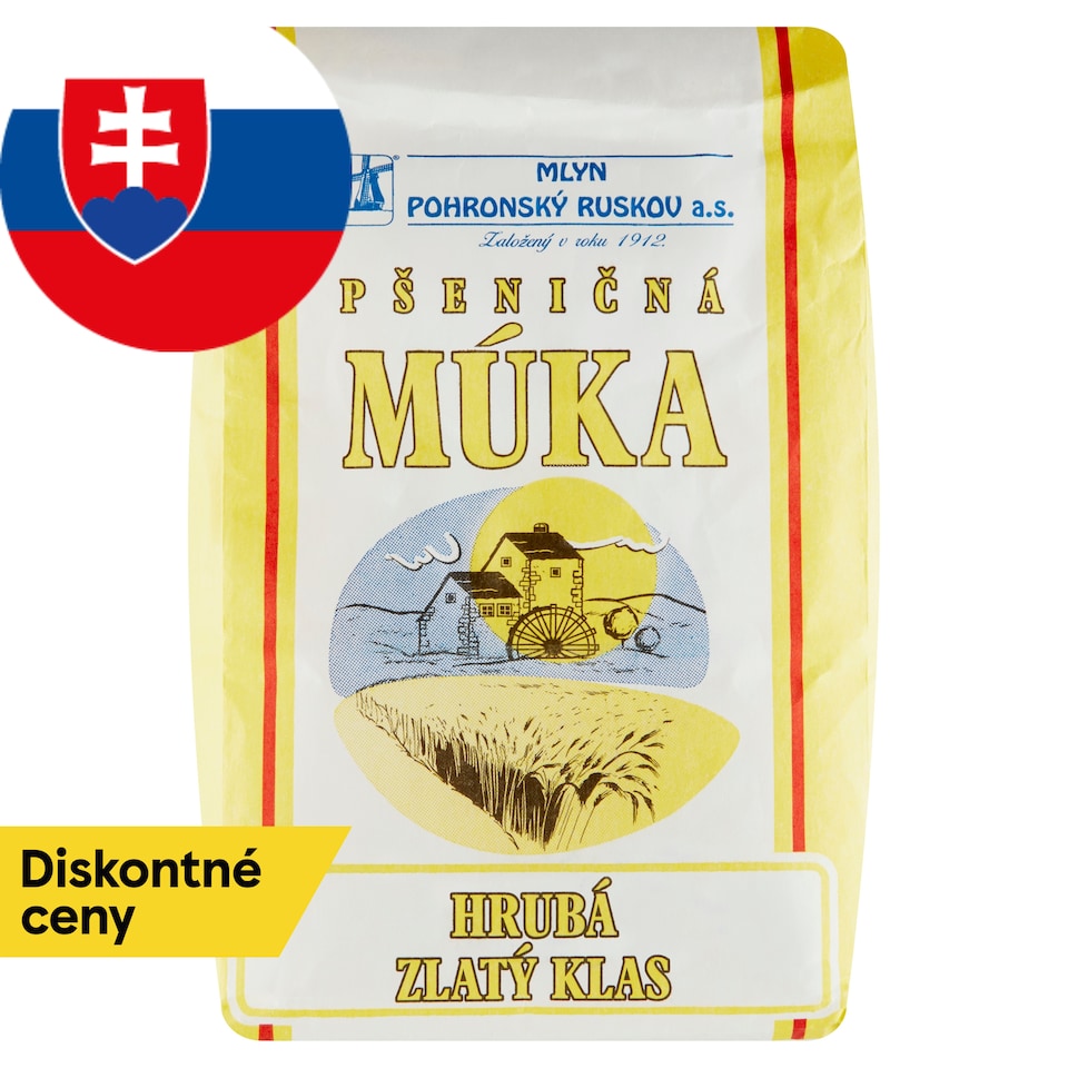 Mlyn Pohronský Ruskov Pšeničná múka hrubá Zlatý klas 1 kg