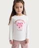 image 1 of F&F Girls Pure Cotton Galentines Cutie Long Sleeved Top in White