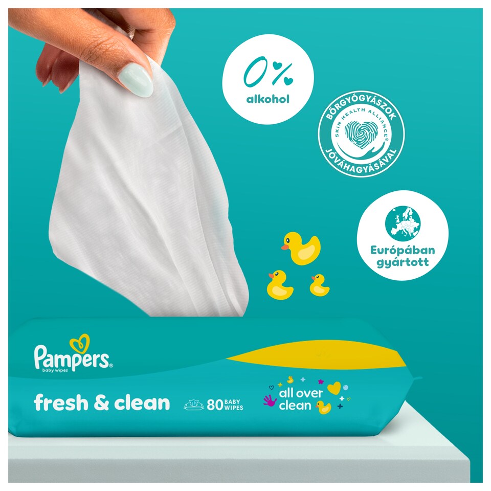 image 1 of Pampers Fresh Clean Baby Wet Wipes, 3 Packs of 80 Wipes = 240 Baby Wet Wipes