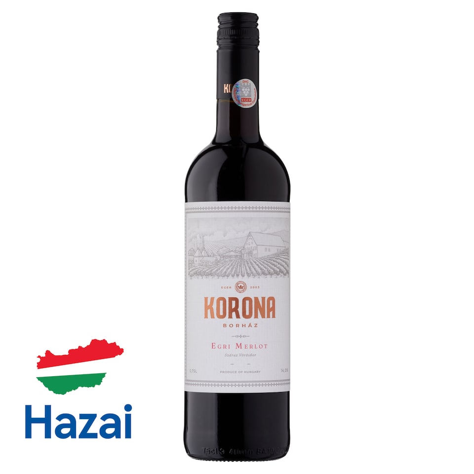 Egri Korona Borház Egri Merlot száraz minőségi vörösbor 14% 0,75 l