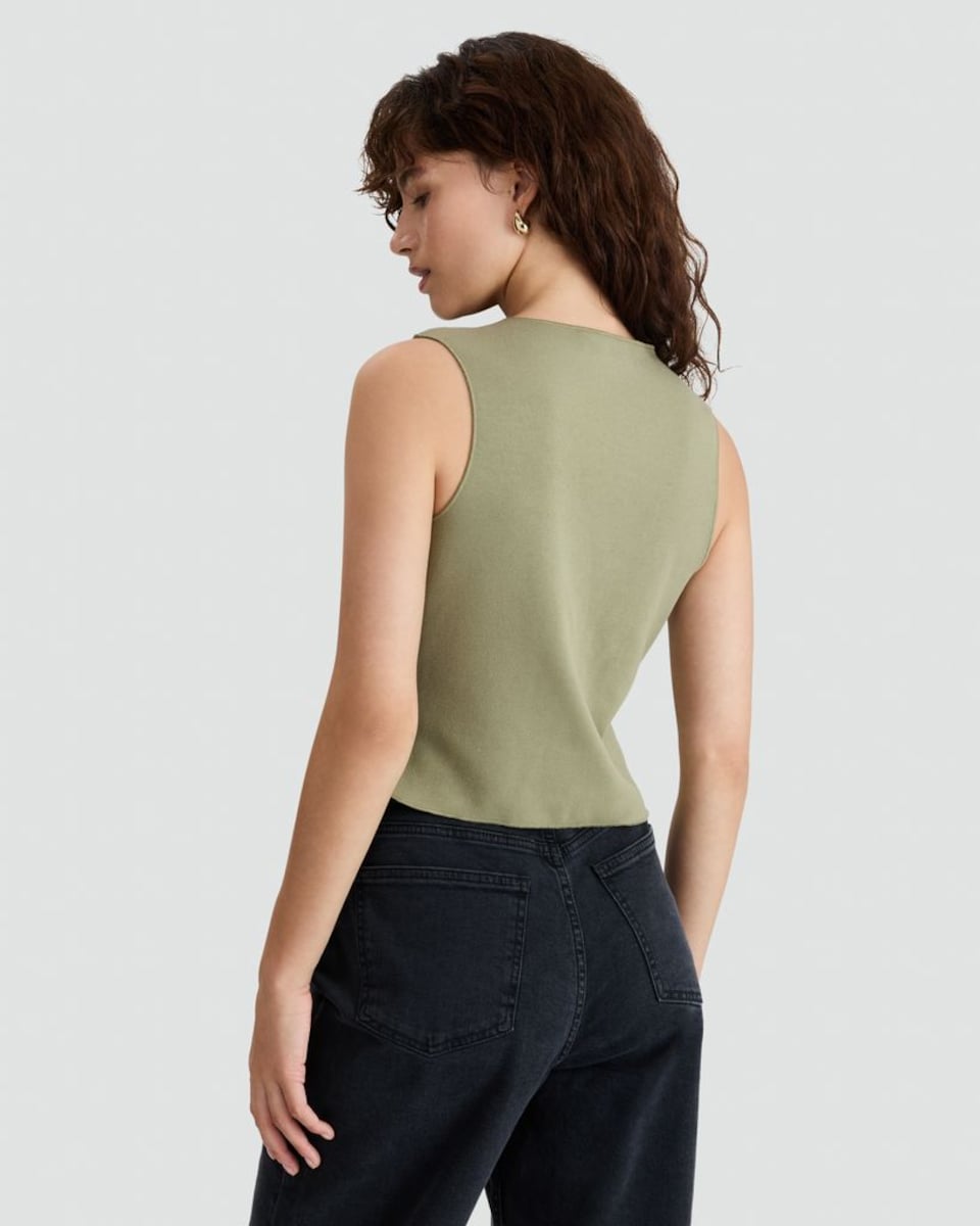 image 1 of F&F Sleeveless Two Button Waistcoat in Khaki