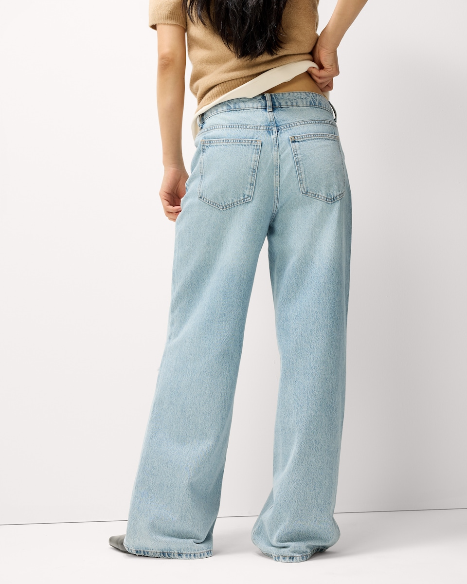 image 1 of F&F High Rise Wide Leg Ripped Jeans in Blue