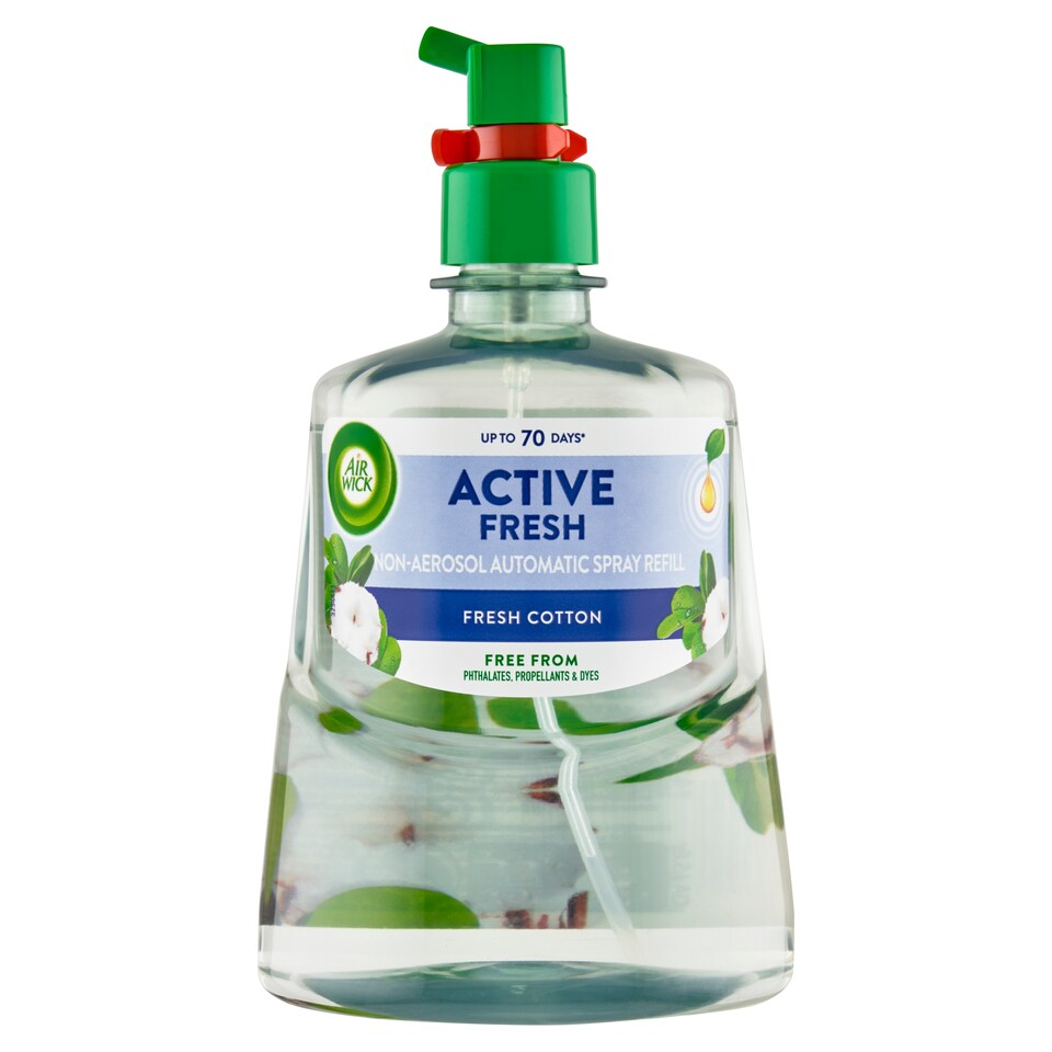 Obrázek 1 pro produkt Air Wick Active Fresh Náplň na vodní bázi do automatického difuzéru svěží bavlna 228ml