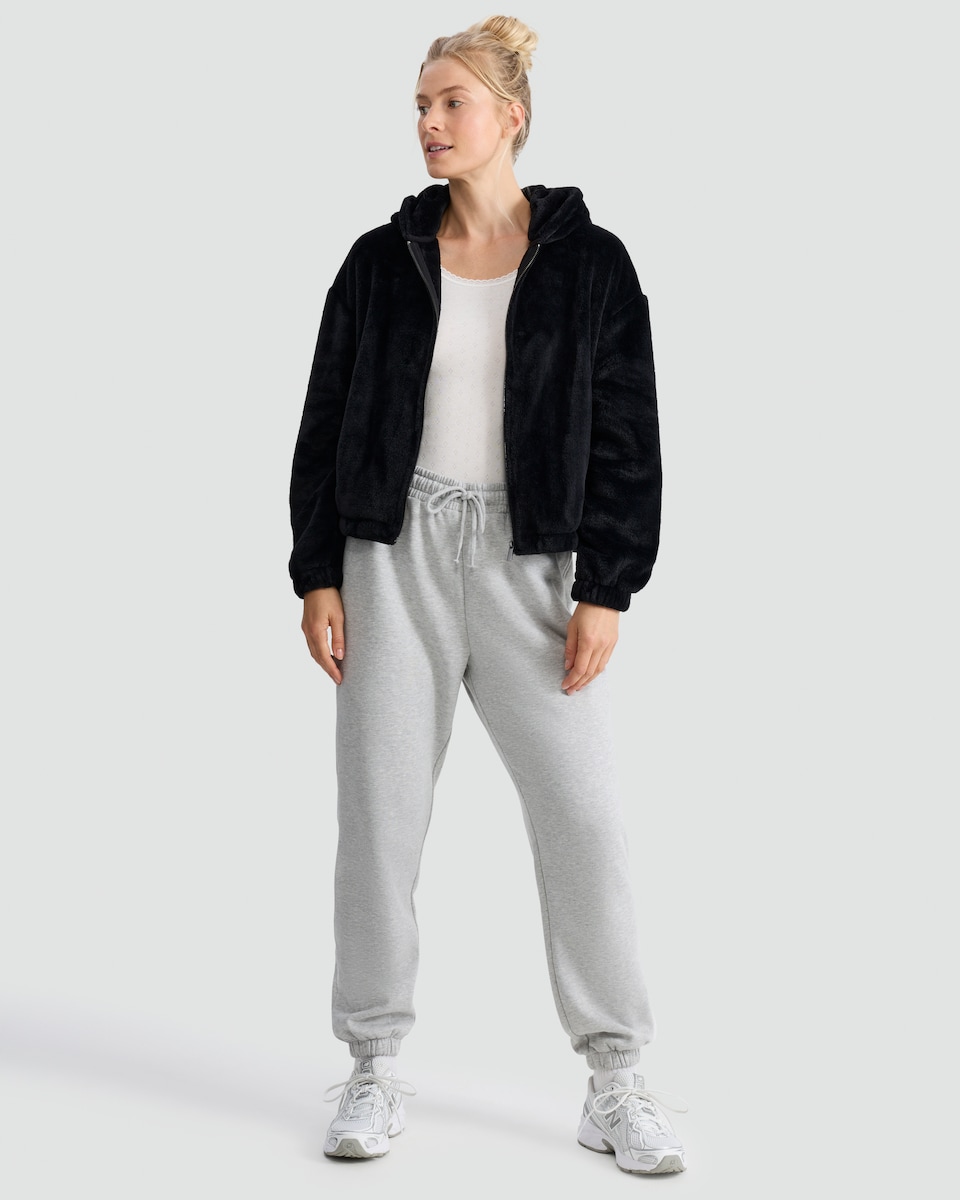 image 1 of F&F Fleece Zip Up Pyjama Hoodie in Black