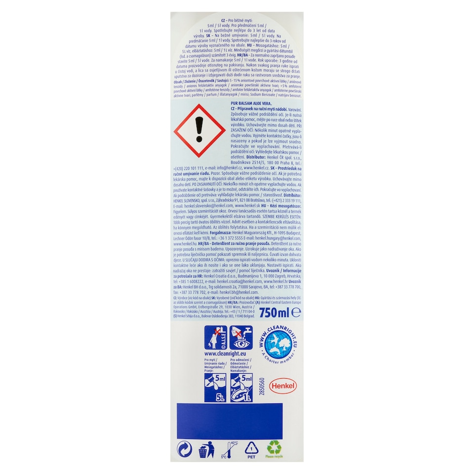 obrázok 1 z Pur Balsam Aloe Vera Čistiaci prostriedok na ručné umývanie riadu 750 ml