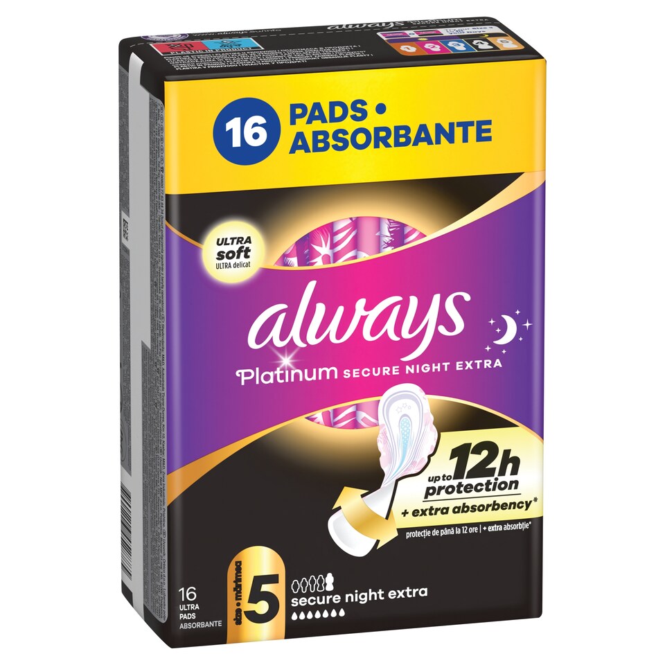 Obrázek 1 pro produkt Always Platinum Secure Night Extra (velikost 5) Vložky s Křidélky 16