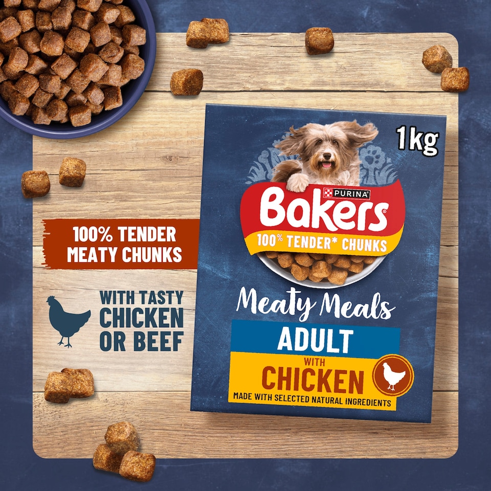 image 1 of Bakers Meaty Meals Adult Dry Dog Food Chicken 2.7kg