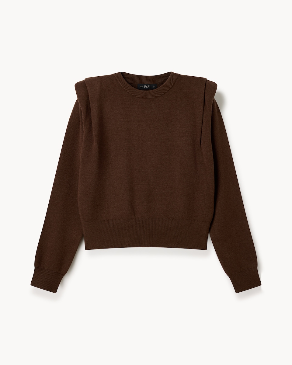image 1 of F&F Tuck Shoulder Jumper in Brown