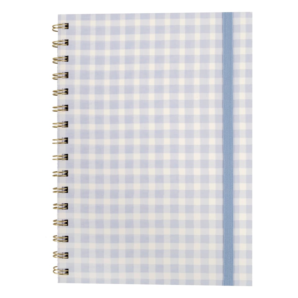Gingham Bow A5 Wiro Notebook Blue Gingham