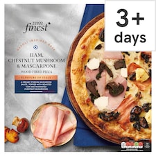 Tesco Finest Italian Ham, Chestnut Mushroom and Mascarpone Wood Fired Pizza 450g