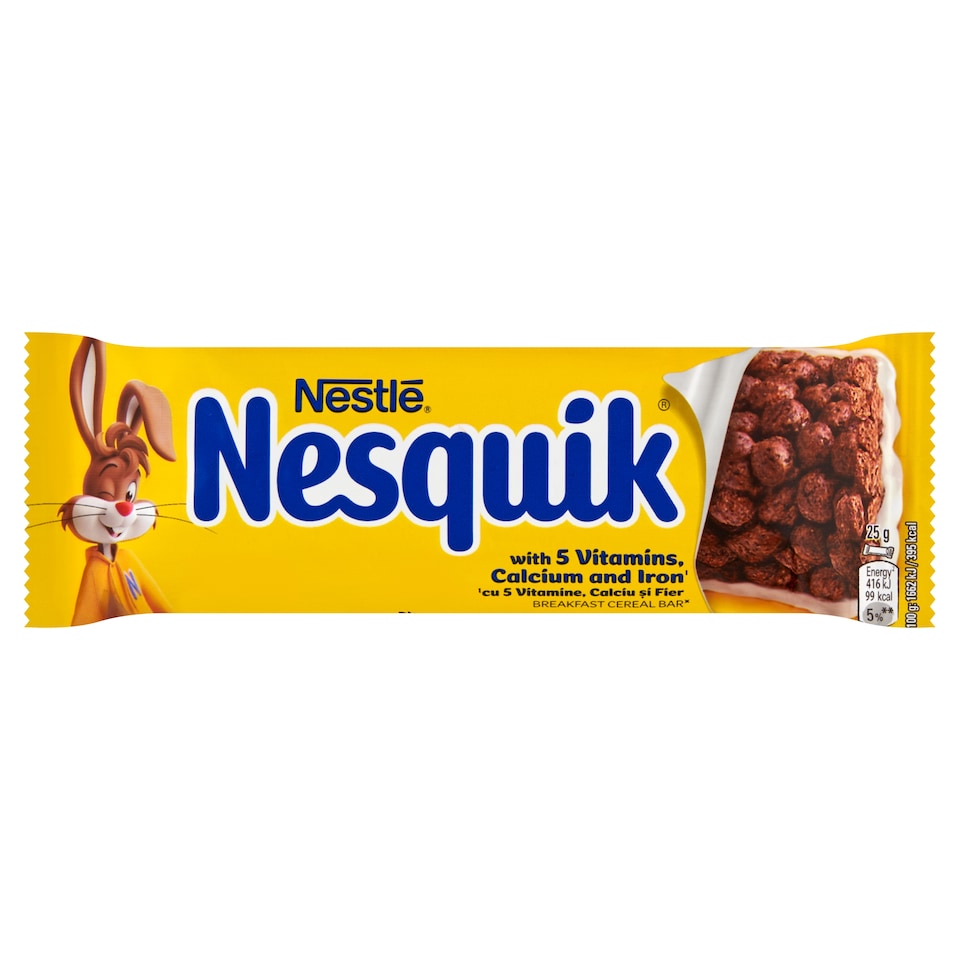 image 1 of Nestlé Nesquik Cocoa Breakfast Cereal Bar with Milky Base, Vitamins and Minerals 25 g
