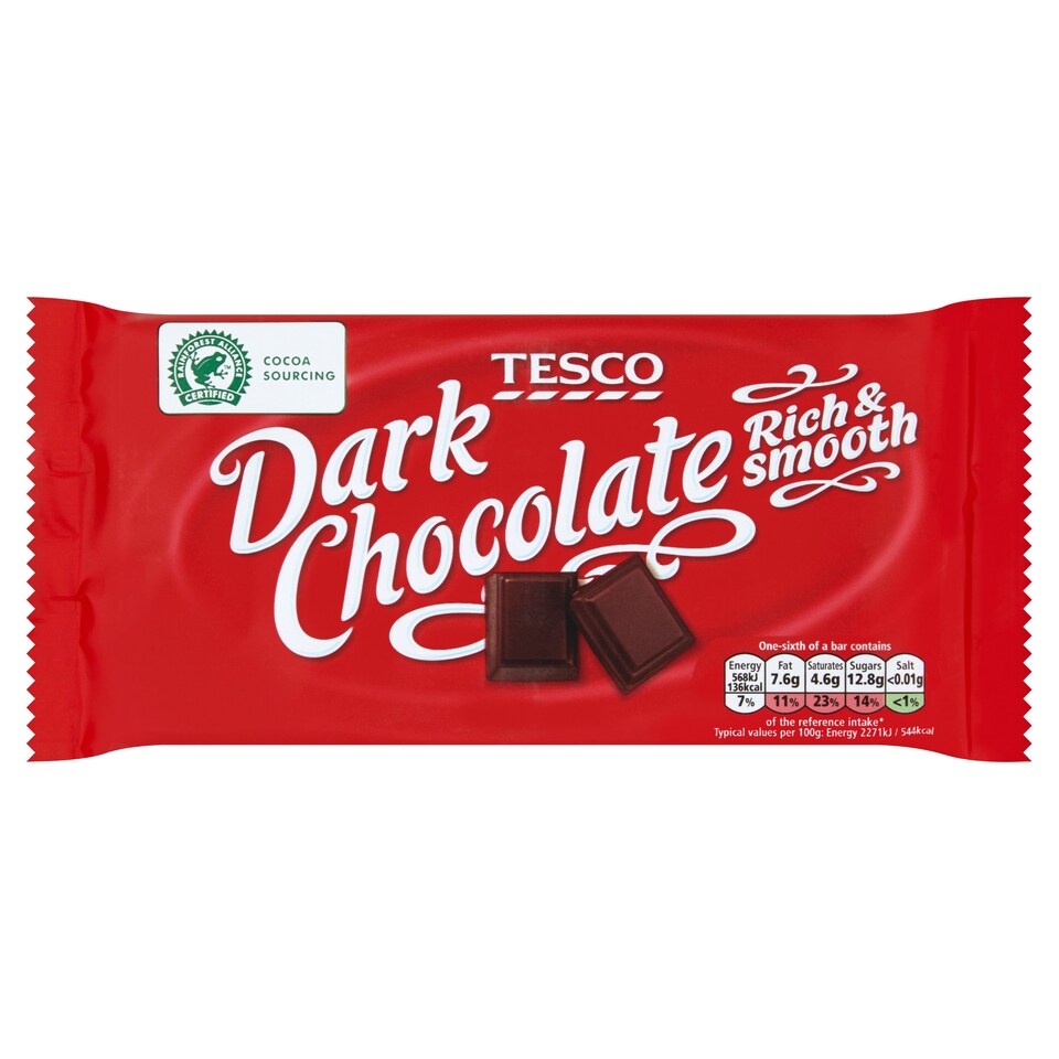 Tesco Rich Plain Chocolate Bar 150G