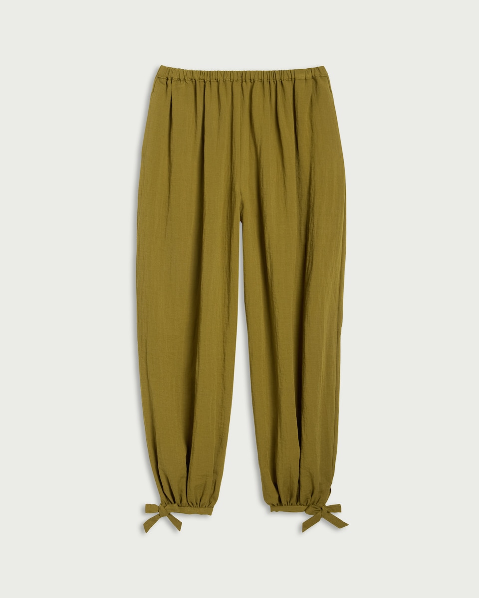 image 1 of The F&F Edit Tie Hem Balloon Trousers in Green
