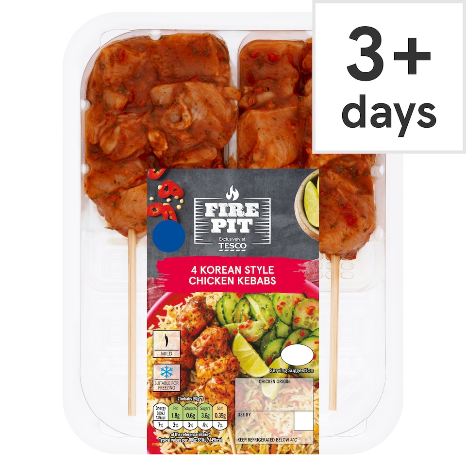 Tesco Fire Pit Korean Style Chicken Kebabs 260G