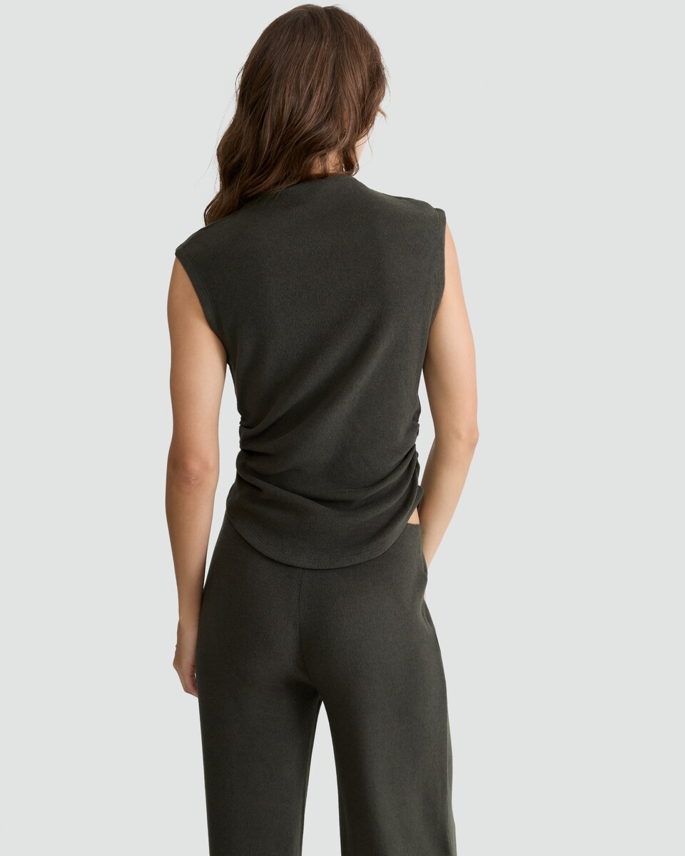 image 1 of F&F High Neck Ruched Side Vest in Olive
