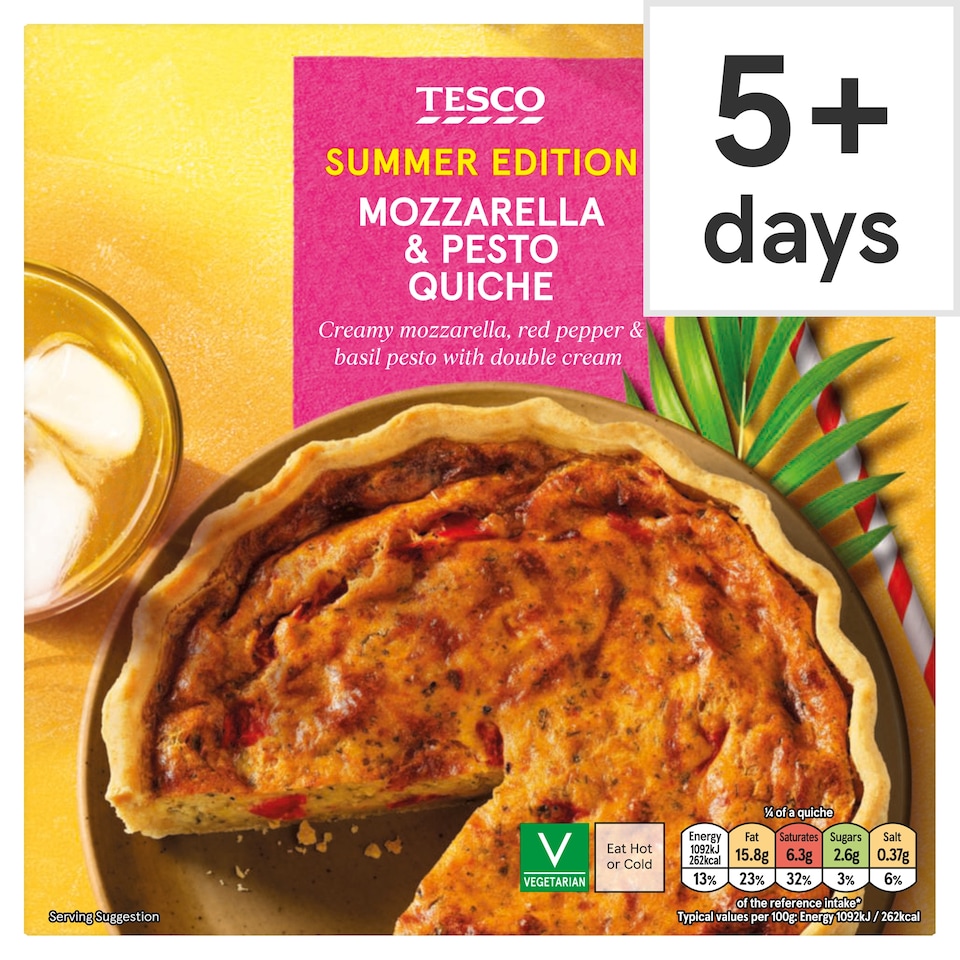 Tesco Mozzarella & Pesto Quiche 400G