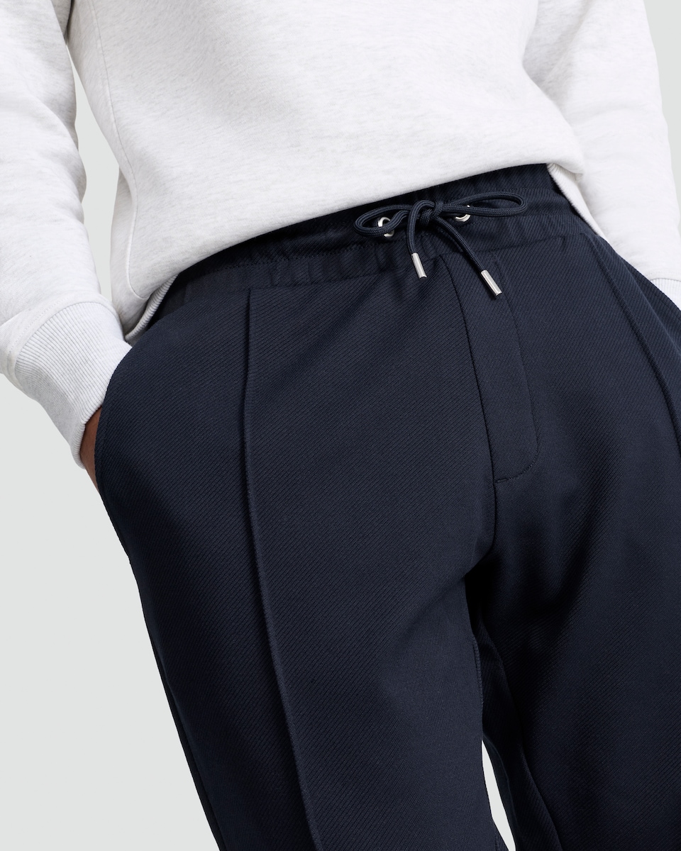 image 1 of The F&F Edit Cotton Rich Twill Textured Cuffed Joggers in Navy