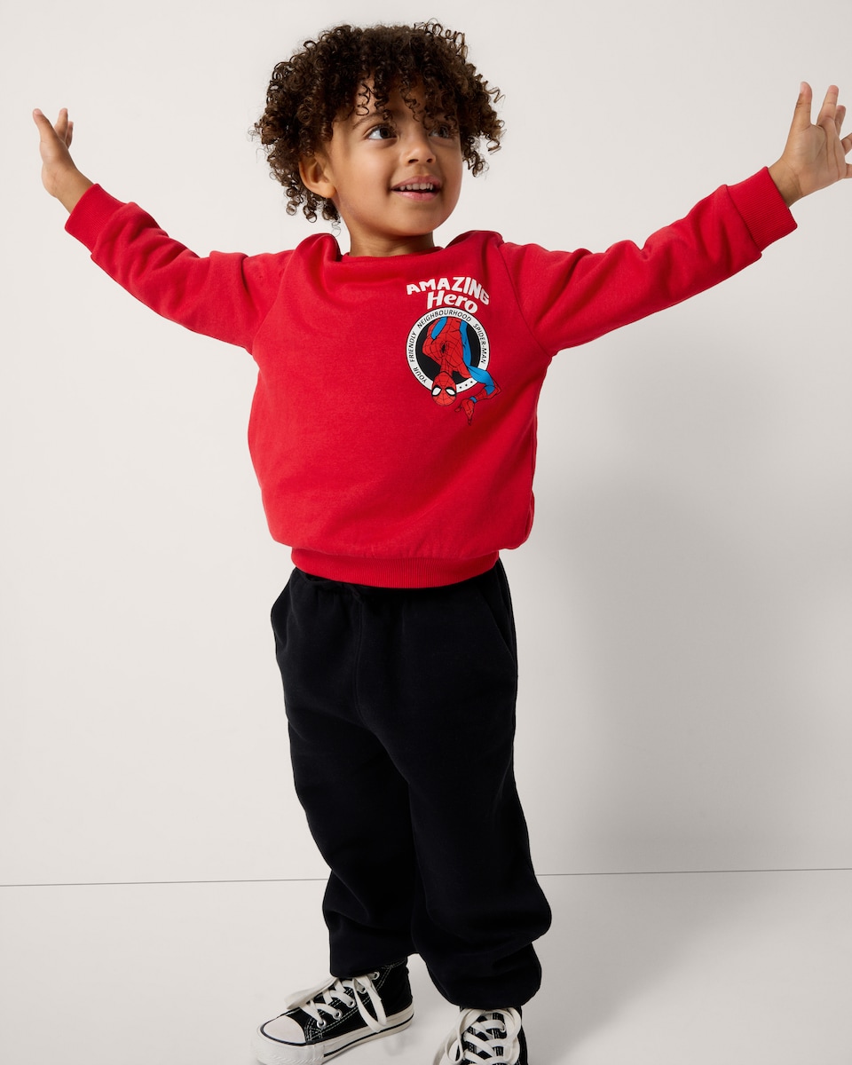 image 1 of Marvel Spider-Man Cotton Rich Sweatshirt in Red