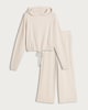 image 4 of The F&F Edit Ribbed Cropped Hoodie and Wide Leg Trousers Lounge Set in Cream