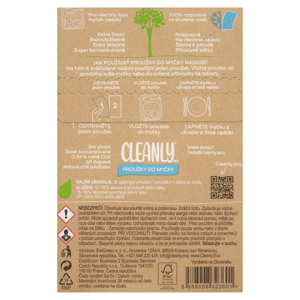 image 1 of Cleanly Eco 3in1 Formula Dishwasher Strips 64 Washes 32 pcs