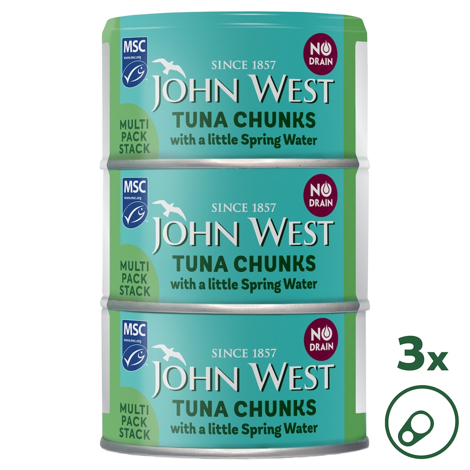image 1 of John West No Drain Tuna Chunks with a Little Spring Water MSC 3x100g