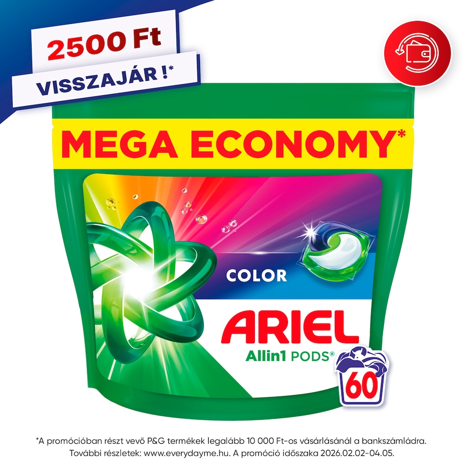 Ariel Allin1 PODS Folyékony Mosókapszula Színes Ruhákhoz, 60 Mosáshoz  1. kép