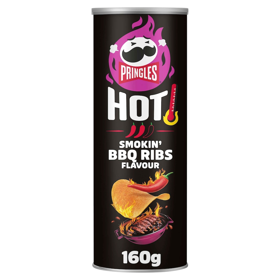 image 1 of Pringles Hot Smokin' BBQ Ribs Flavour Crisps 160g