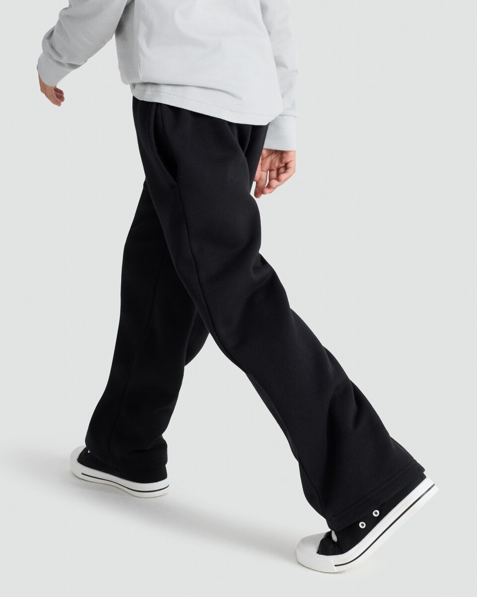 image 1 of F&F Boys Cotton Rich Wide Leg Drawstring Joggers in Black