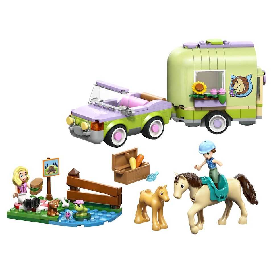 Obrázek 1 pro produkt LEGO Friends 42695 Přívěs s koněm a hříbětem