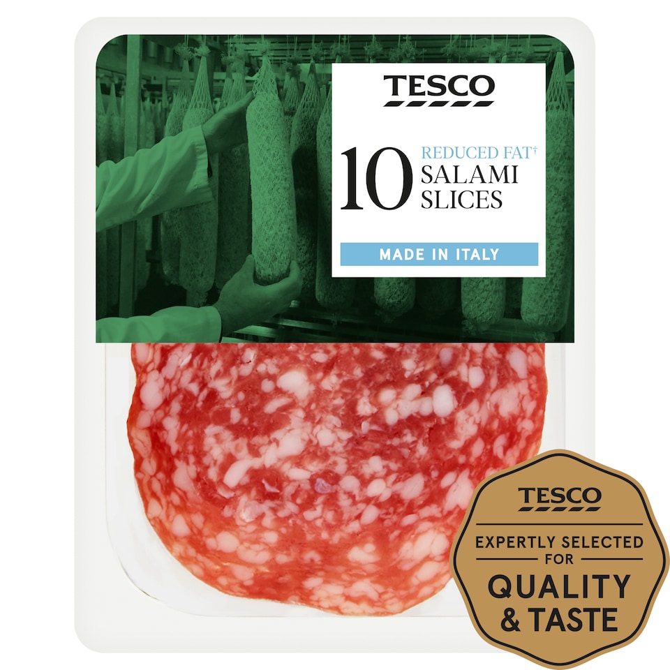 image 1 of Tesco Reduced Fat Salami Slices 12 Pack 100g