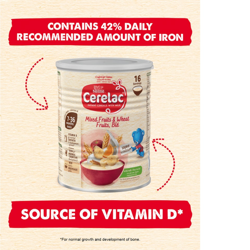image 1 of Cerelac 3 Fruits Cereal Baby Food 8 Mths 400G