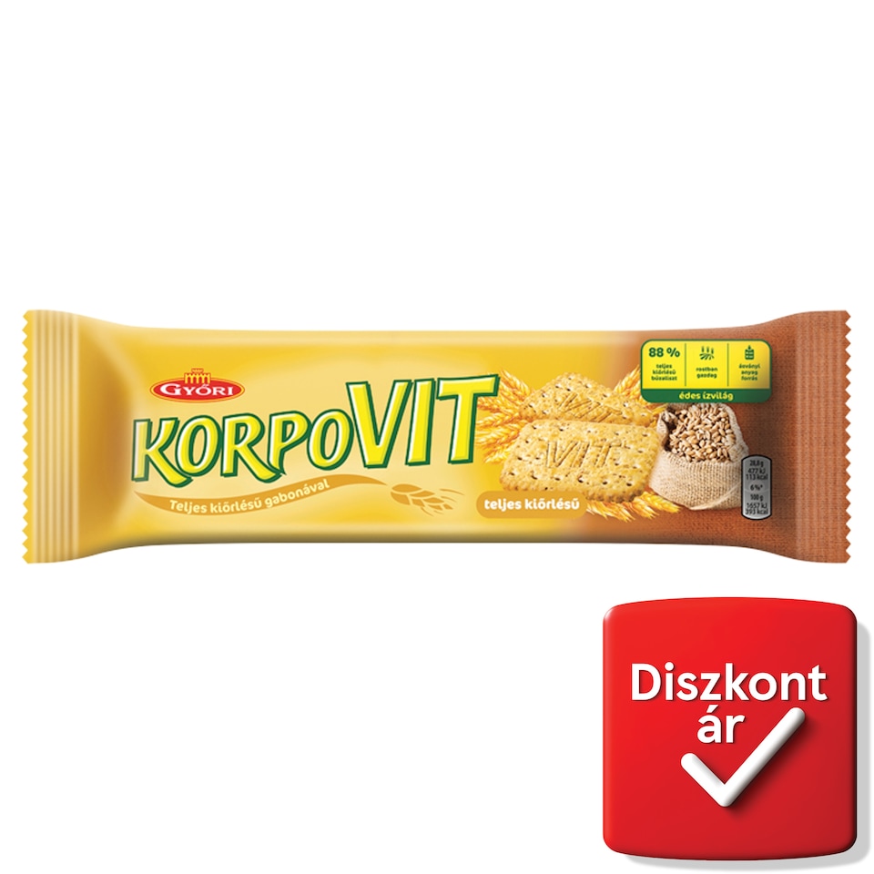 Győri Korpovit ropogós, édes keksz teljes kiőrlésű gabonával 174 g