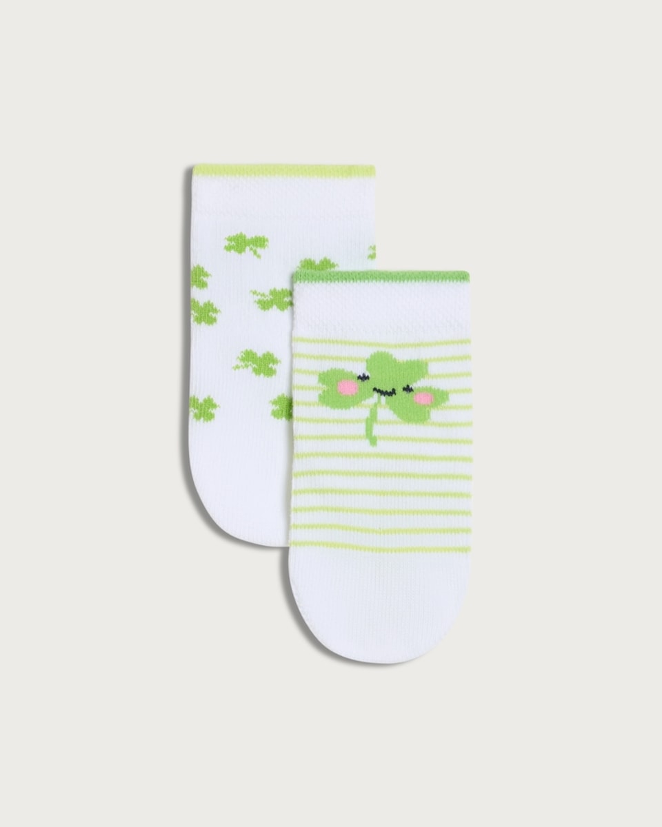 F&F Baby 2-Pack Cotton Rich Clover Print Socks in Multi