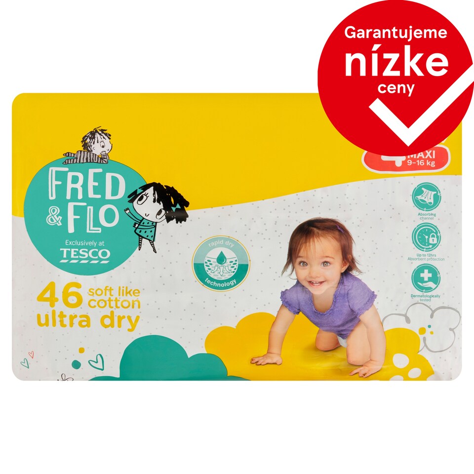 image 1 of Fred & Flo Ultra Dry Nappies Maxi 4+ 9-16 kg 46 pcs