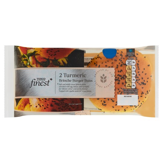 Tesco Finest 2 Turmeric Brioche Burger Buns Tesco Groceries