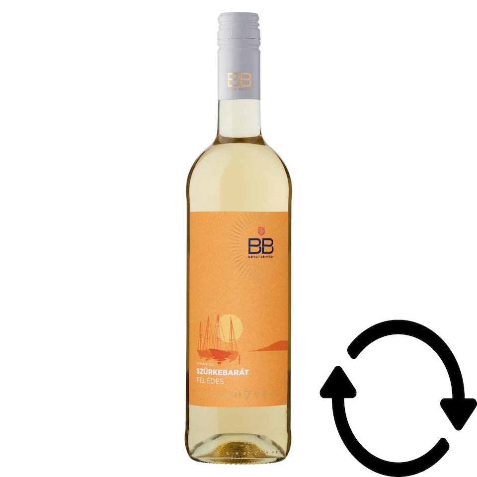 BB Hosszú7vége Dunántúli Szürkebarát félédes fehérbor 11,5% 0,75 l