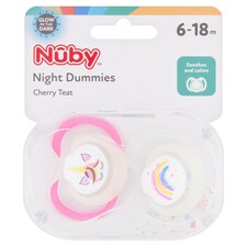 Nuby 2 Uber Dummy Night 6 18M 2 pack