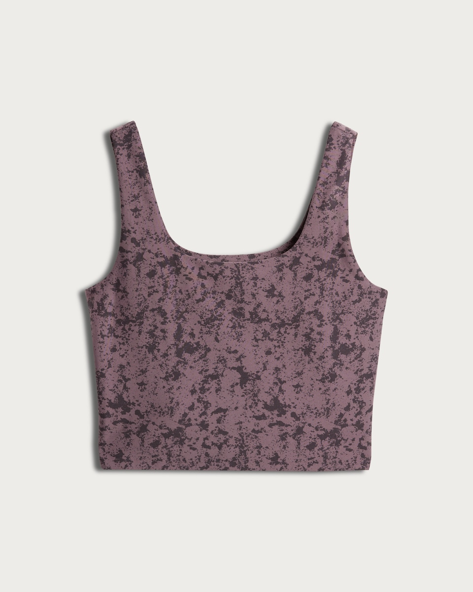 image 1 of F&F Active Abstract Print Sleeveless Crop Top in Black