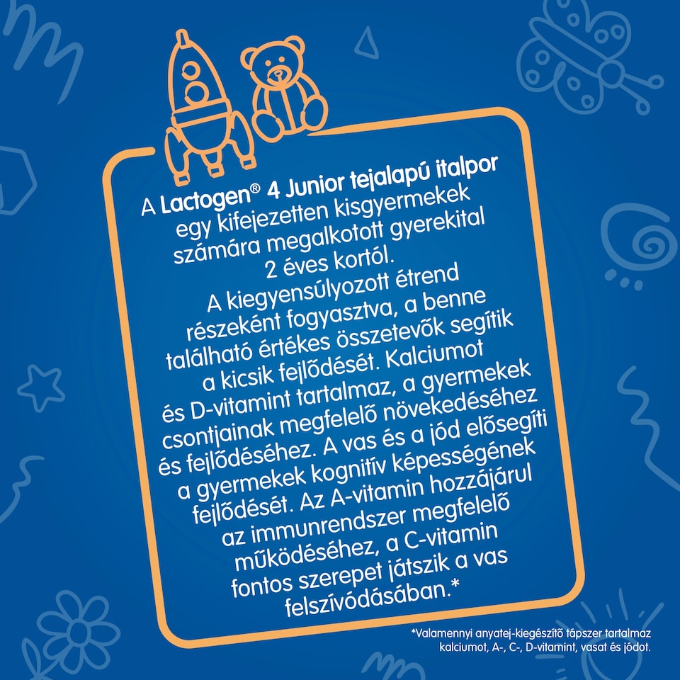Lactogen 4 Junior tejalapú italpor vitaminokkal és ásványi anyagokkal 2 év+ 2 x 500 g (1000 g)  1. kép