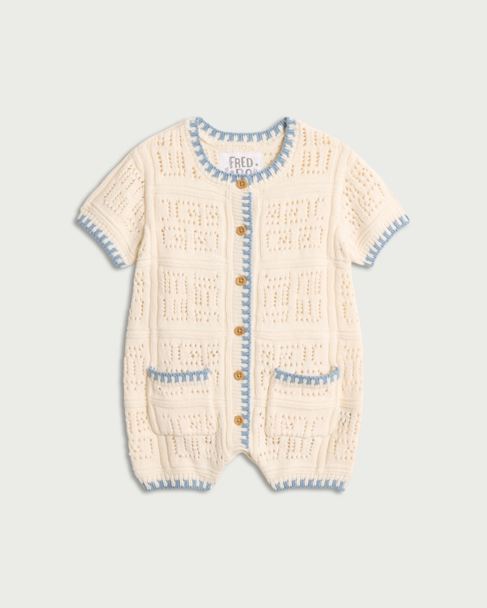 image 1 of F&F Baby Pure Cotton Knitted Romper in White
