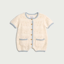 F&F Baby Pure Cotton Knitted Romper in White