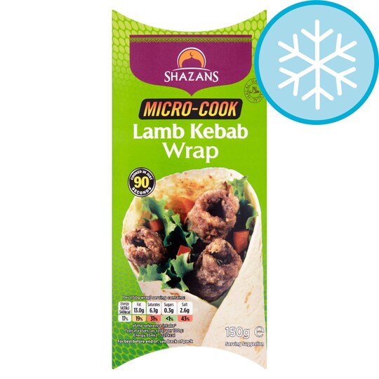 SHAZANS MICROCOOK LAMB KEBAB WRAP 150G Tesco Groceries