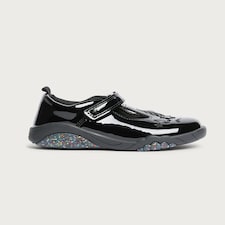 F&F School Girls Unicorn Patent Shoes in Black