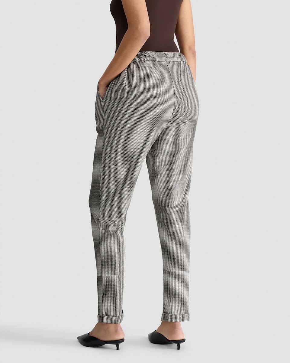 image 1 of F&F Houndstooth Print Tapered Trousers in Beige