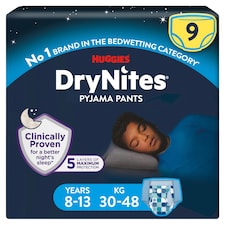 Huggies DryNites Bedwetting Pyjama Nappy Pants Boy 8-13Yr x 9
