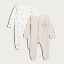 Disney Winnie the Pooh 2-Pack Pure Cotton Sleepsuits in White