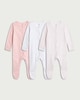 image 1 of F&F Baby 3-Pack Pure Cotton Long Sleeved Sleepsuits in Pink